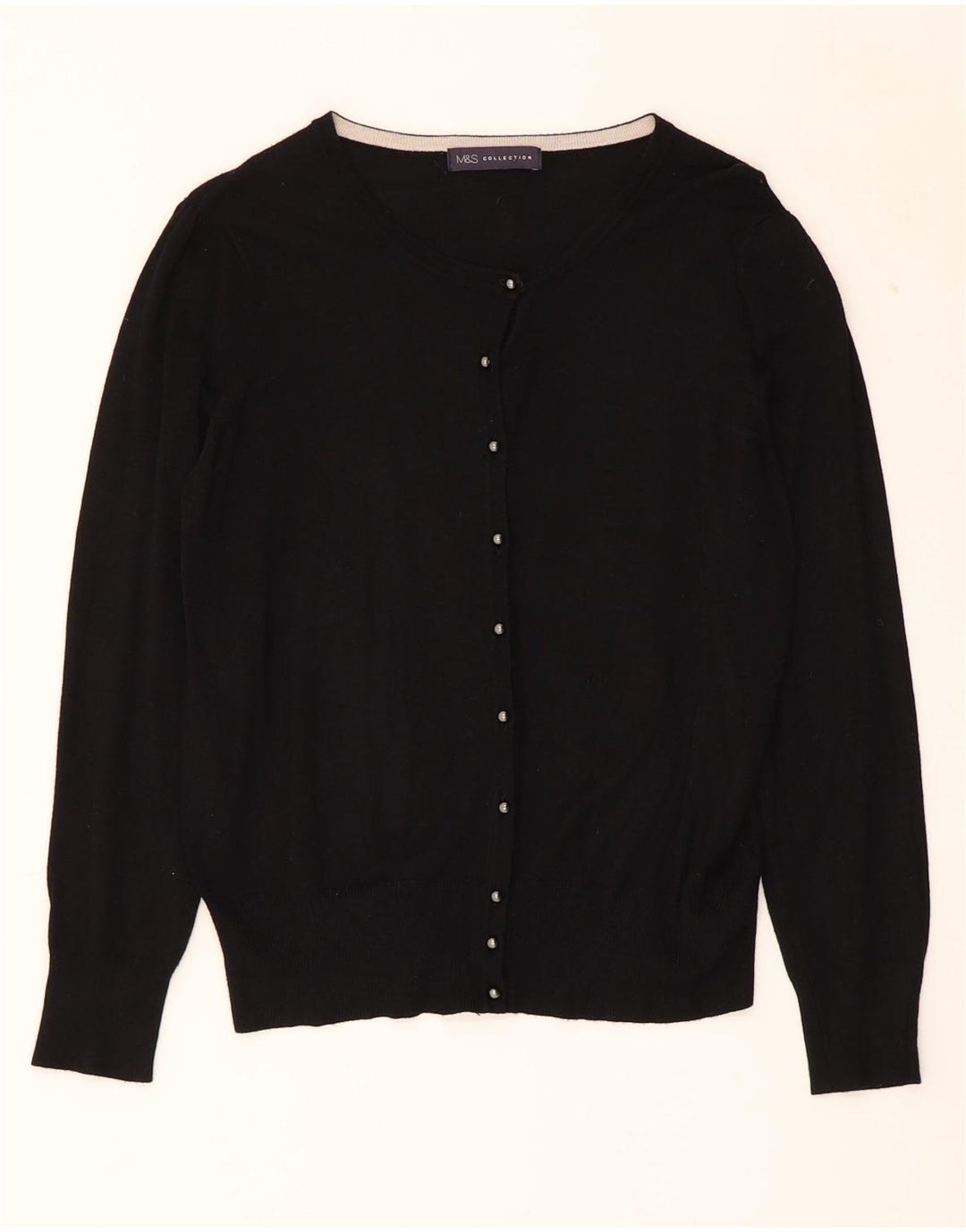 MARKS & SPENCER Womens Cardigan Sweater UK 10 Small Black Viscose Vintage Marks & Spencer and Second-Hand Marks & Spencer from Messina Hembry 