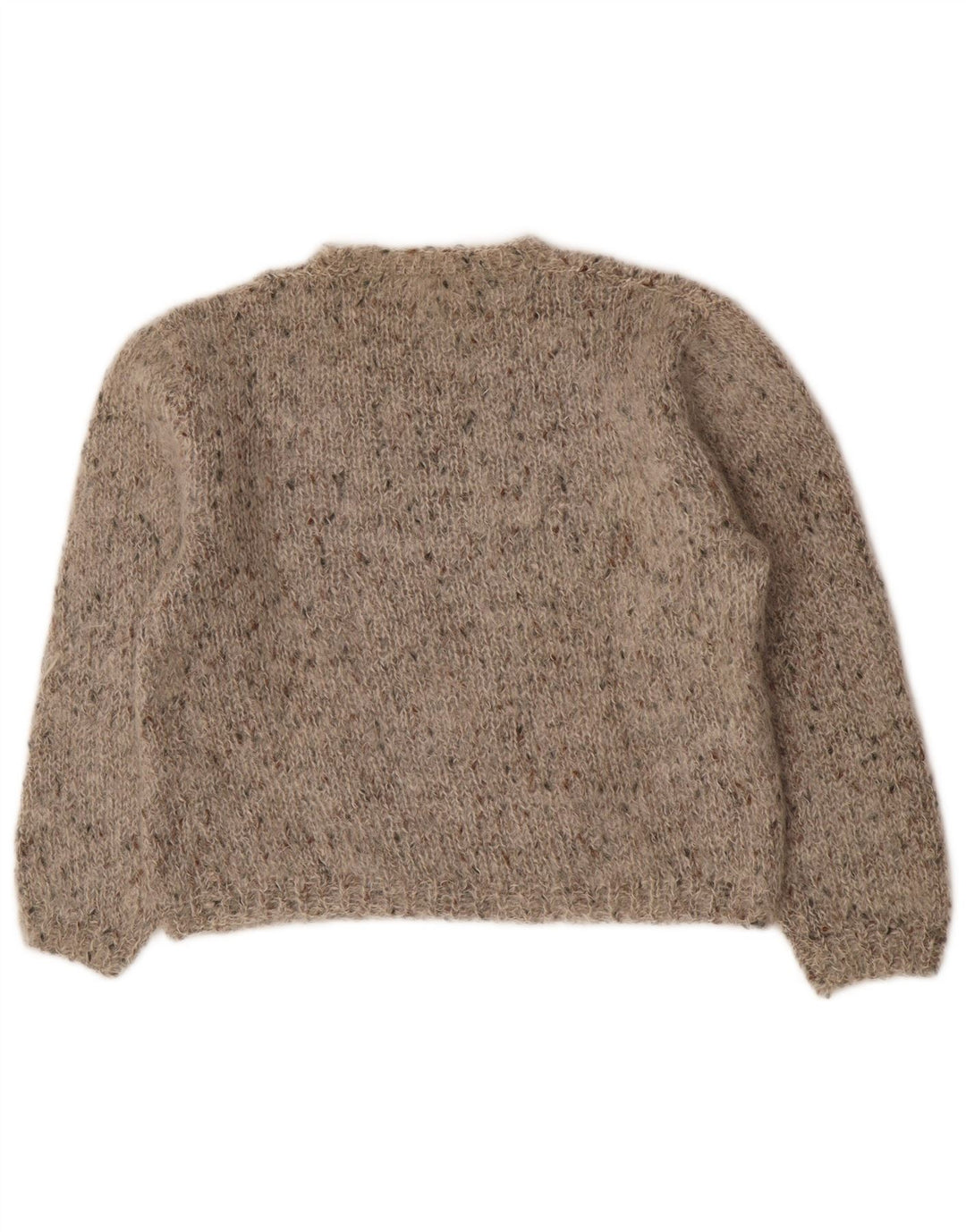vintage Femme Crew Neck Jumper Pull UK 14 Moyen Gris Moucheté