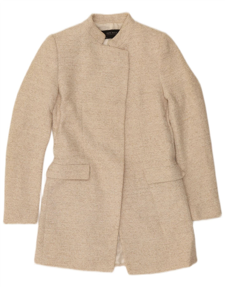 Zara Womens Open Overcoat UK 10 Petit Coton Beige