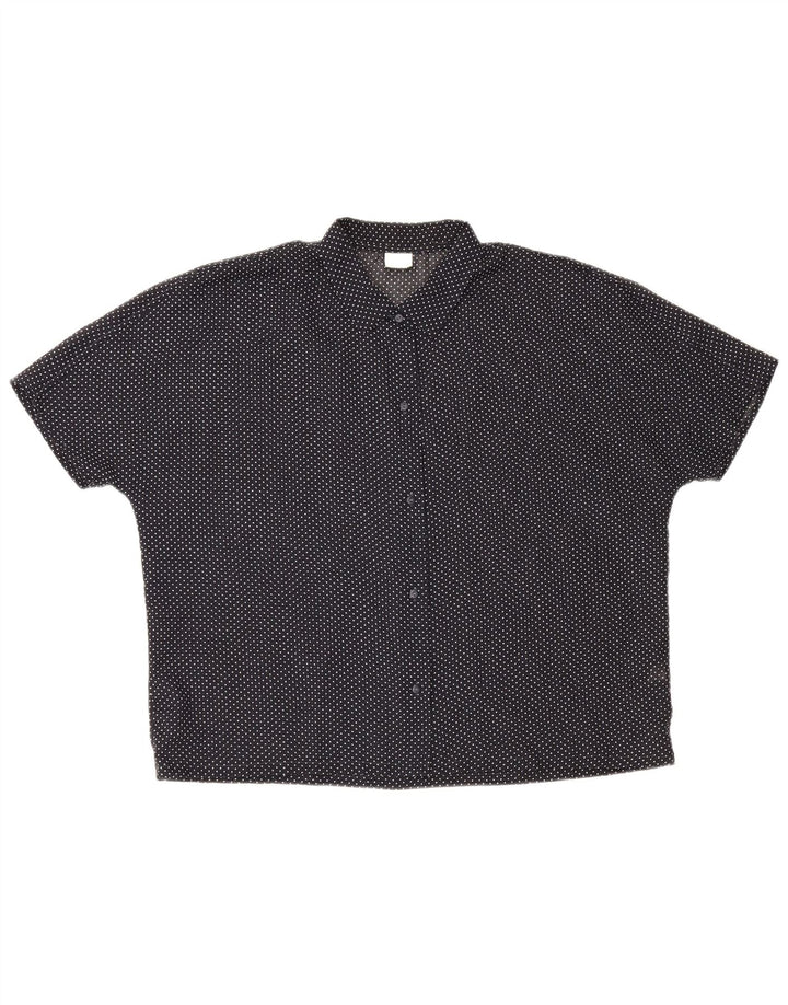 Benetton Chemise à manches courtes pour femme UK 20 2XL Noir à pois en polyester