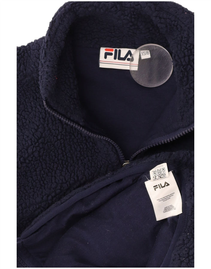FILA Veste polaire graphique surdimensionnée pour femme UK 6 XS Bleu marine Polyester