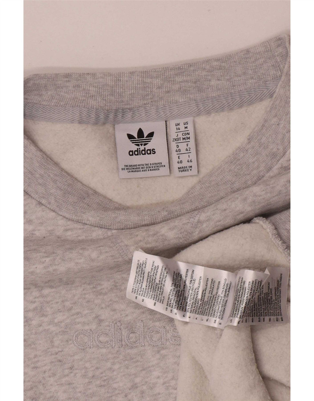 Adidas Sweat-shirt surdimensionné pour femme UK 14 Grand coton gris