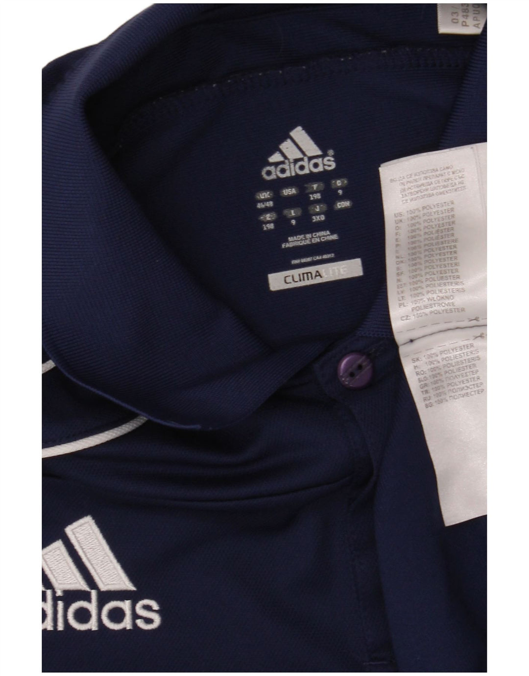 ADIDAS Polo Climalite Homme UK 46/48 XL Bleu Marine Polyester