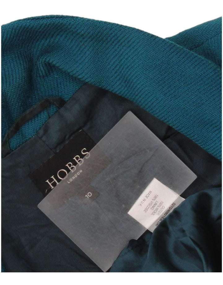 Hobbs Veste blazer courte à 2 boutons pour femme UK 10 Petite laine bleue