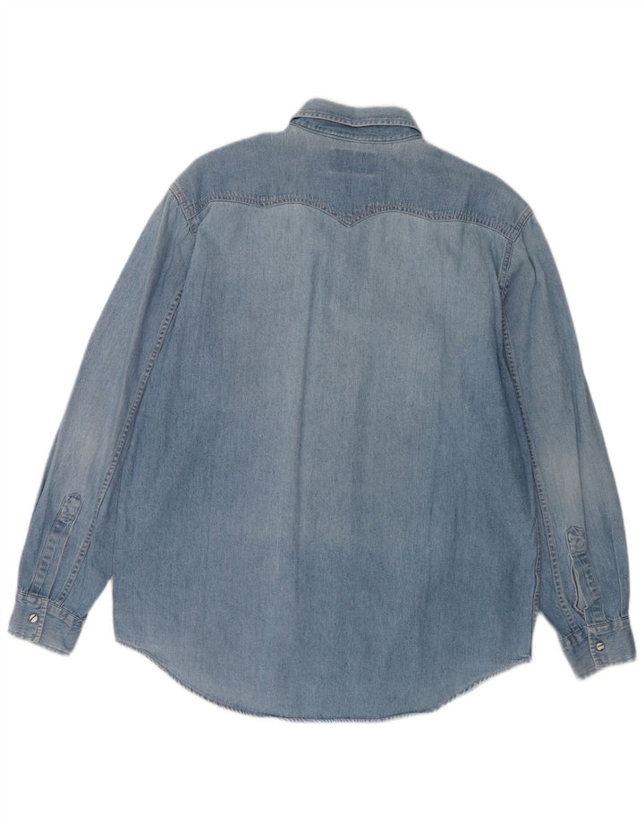Chemise en denim homme vintage coton bleu moyen