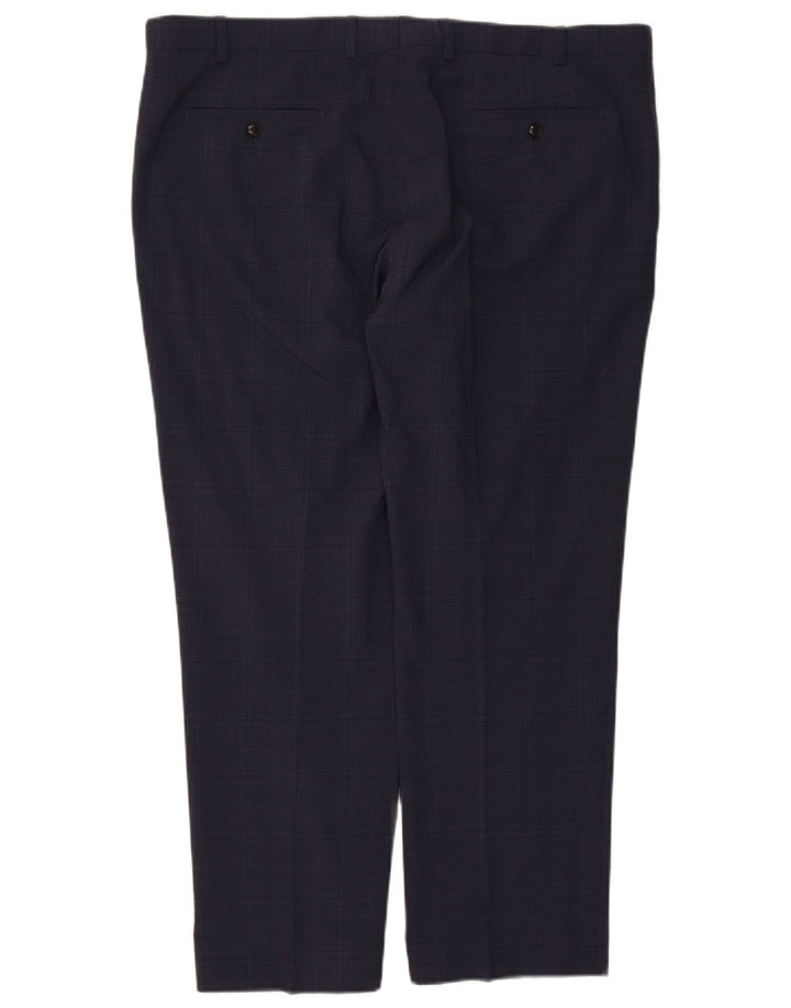 Marks & Spencer Pantalon de costume classique pour homme W42 L29 en laine à carreaux bleu marine
