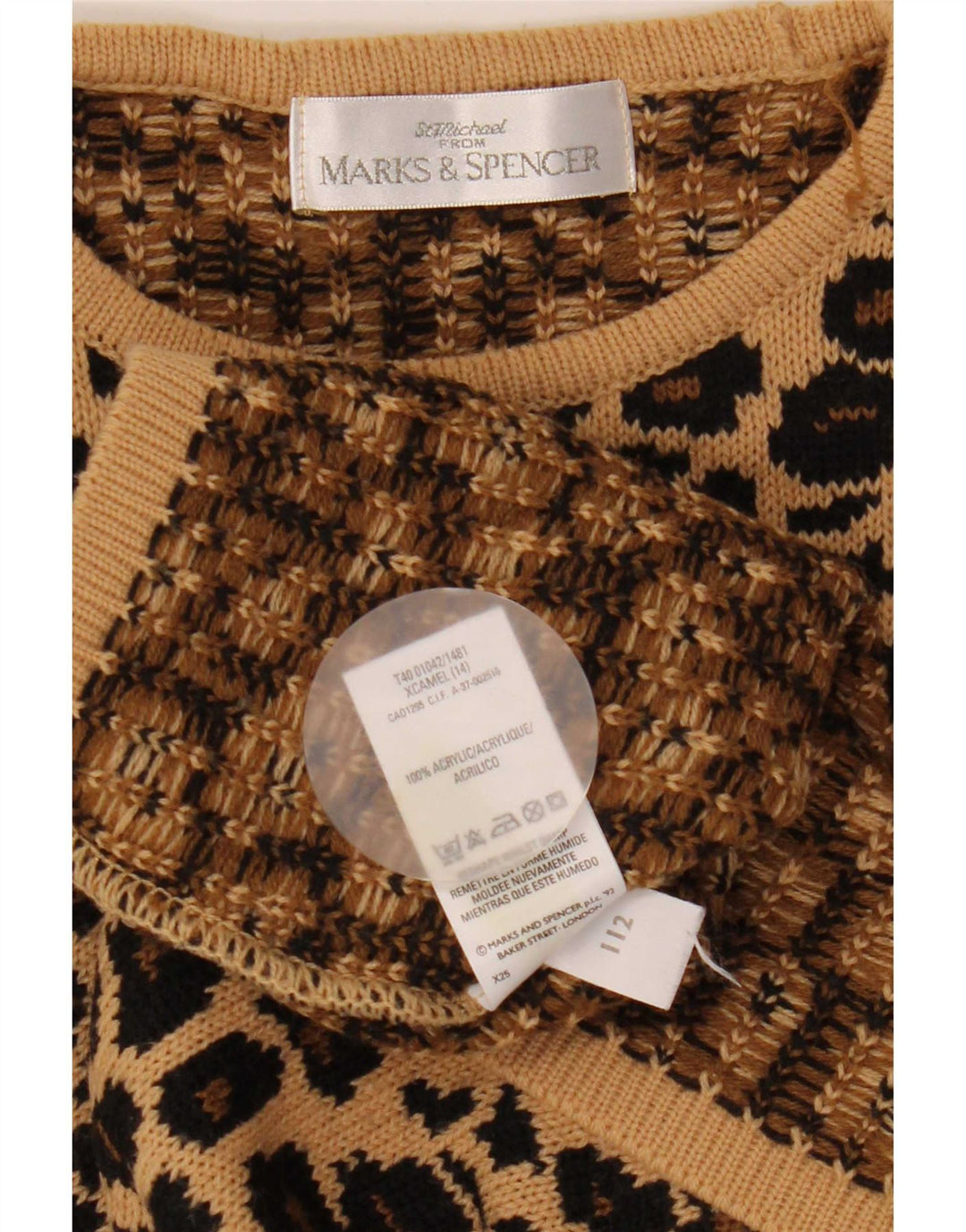 Marks & Spencer Pull à col rond pour femme UK 14 Large Marron