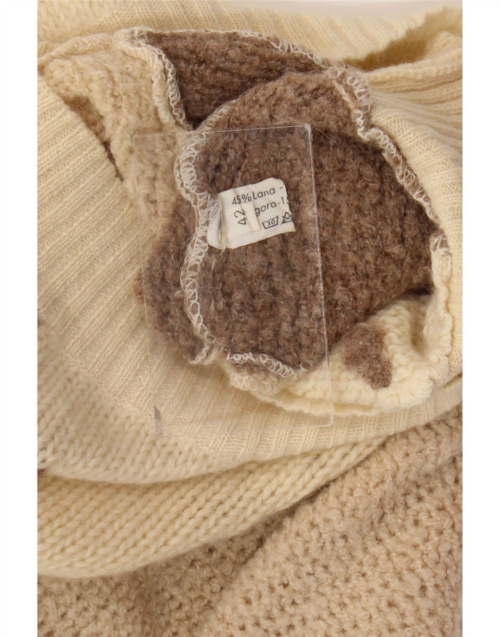 VINTAGE Pull col roulé femme IT 42 Beige moyen Colourblock