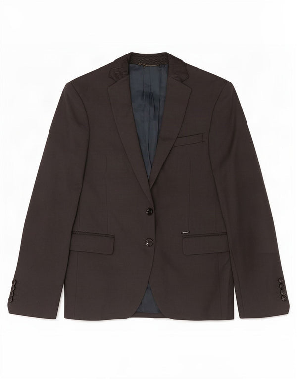 Zara Veste Blazer 2 Boutons Homme EU 44 XS Gris Coton