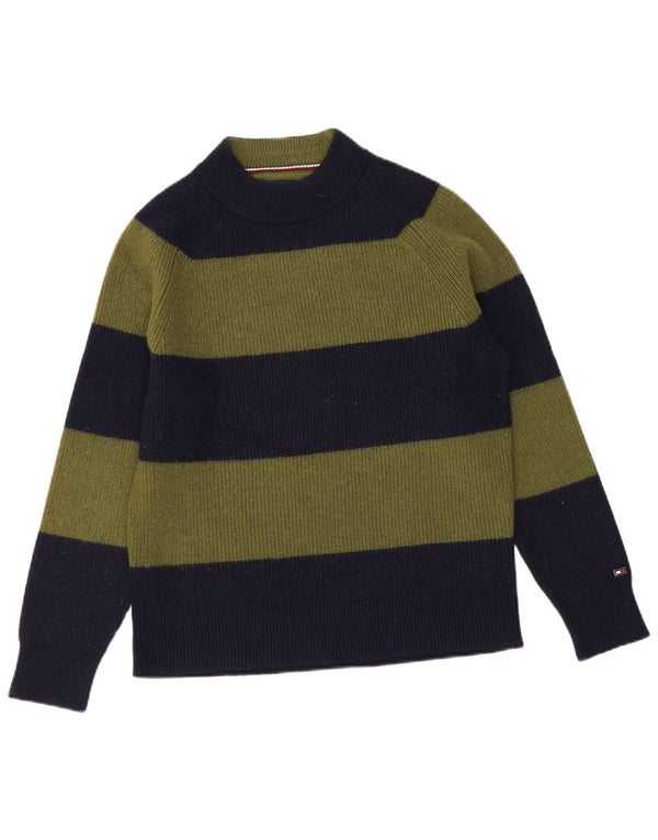 Tommy Hilfiger Pull col roulé homme en laine rayée kaki moyen
