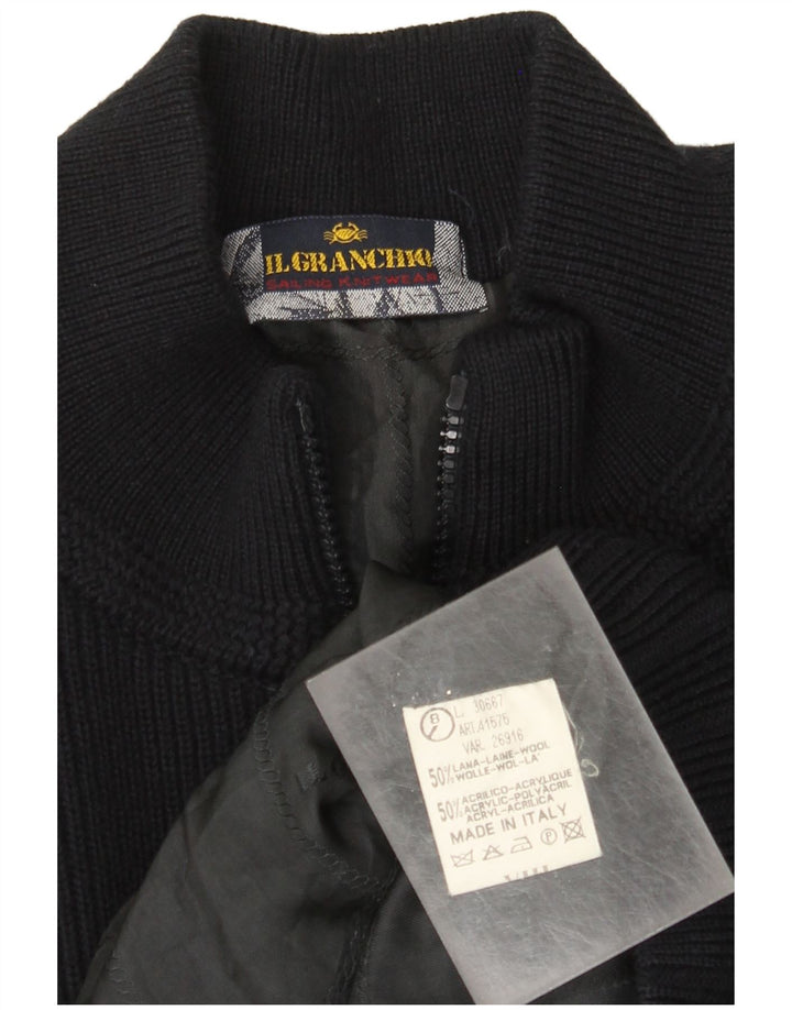 Il Granchio Homme Cardigan Pull Large Bleu Marine Laine