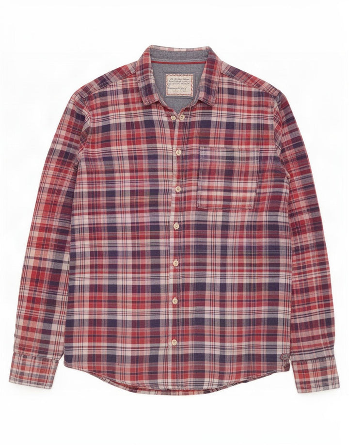 Fat Face Chemise Flanelle Homme Rouge Moyen Coton à Carreaux