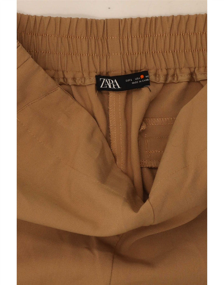 Zara Pantalon court slim pour femme Large W33 L24 Beige Polyester