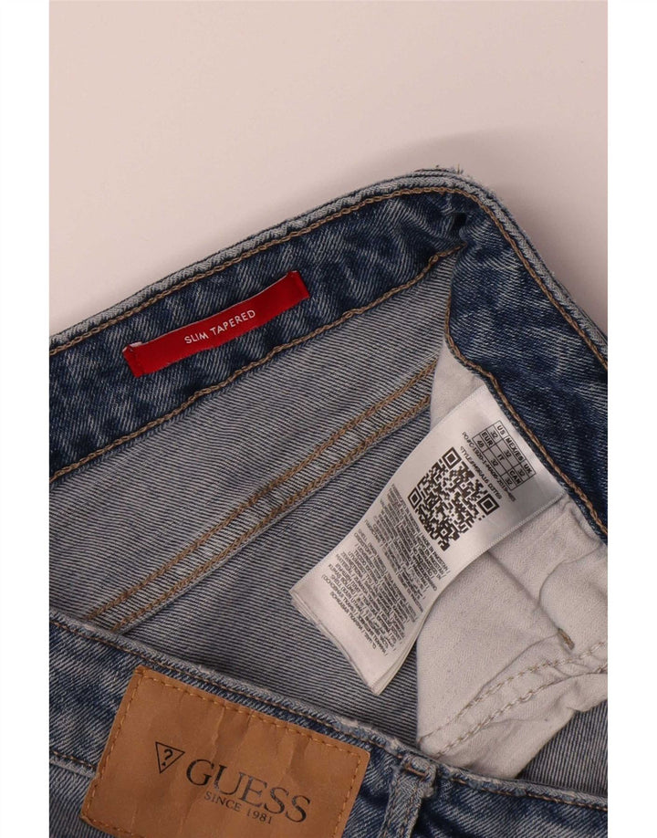 Guess Jean Slim Fuselé Femme W32 L34 Bleu Polyester