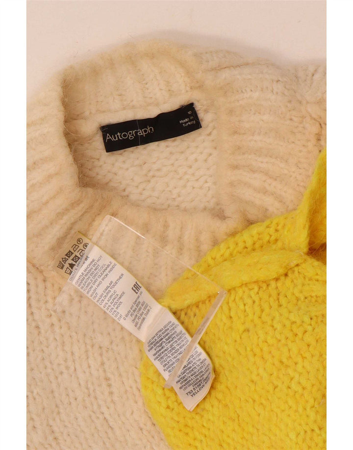 Marks & Spencer Pull à col roulé pour femme UK 10 Small Blanc cassé