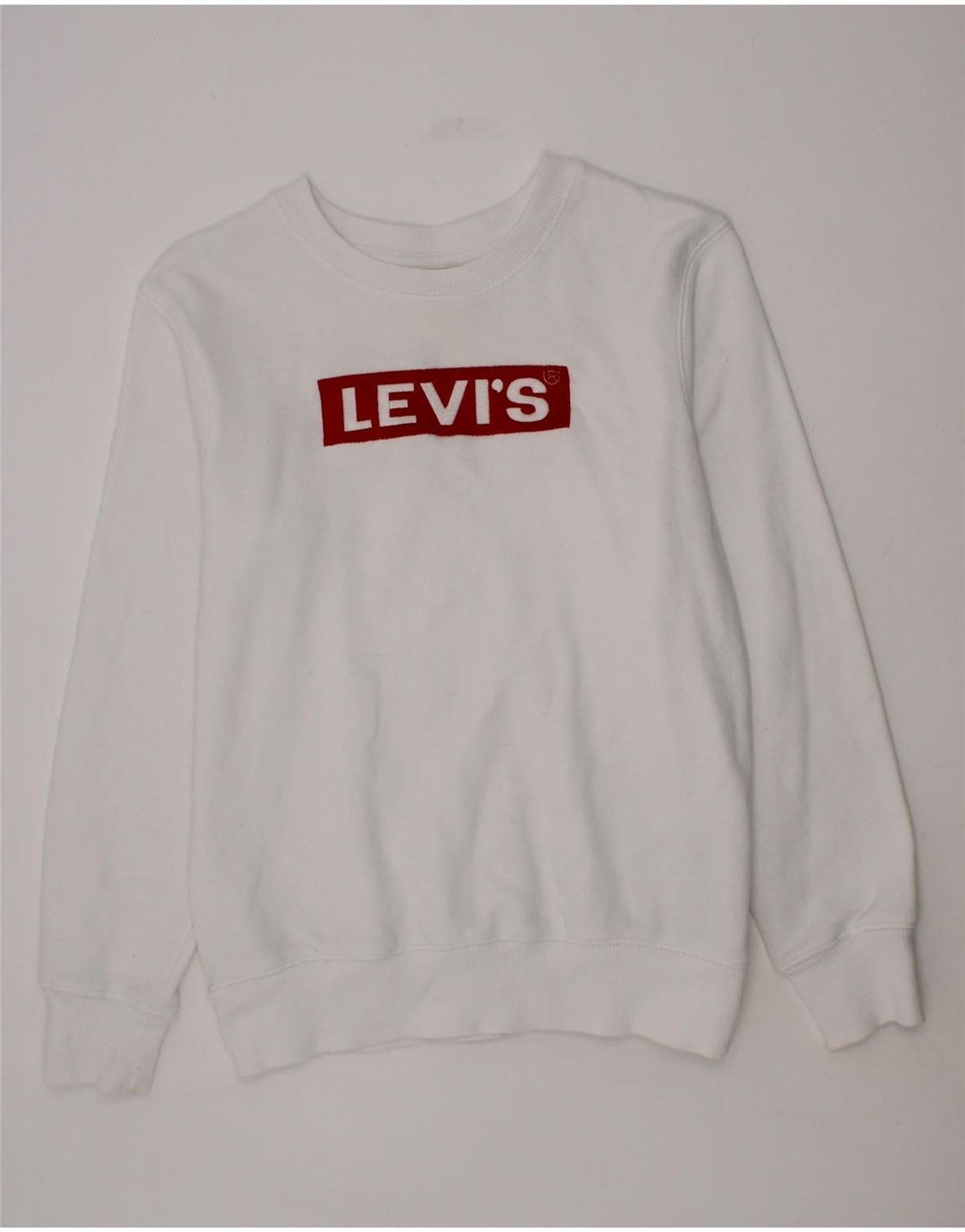 LEVI'S Boys Graphic Sweatshirt Jumper 11-12 Years White Cotton Vintage Levi's and Second-Hand Levi's from Messina Hembry 