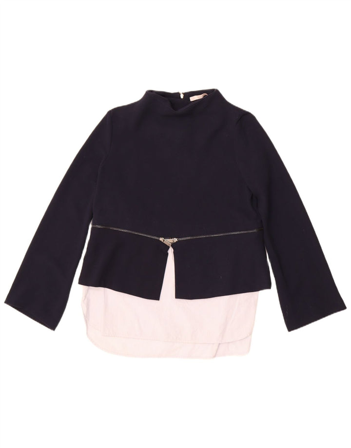 Zara Tunique à manches longues pour femme UK 12 Bleu marine moyen Colourblock