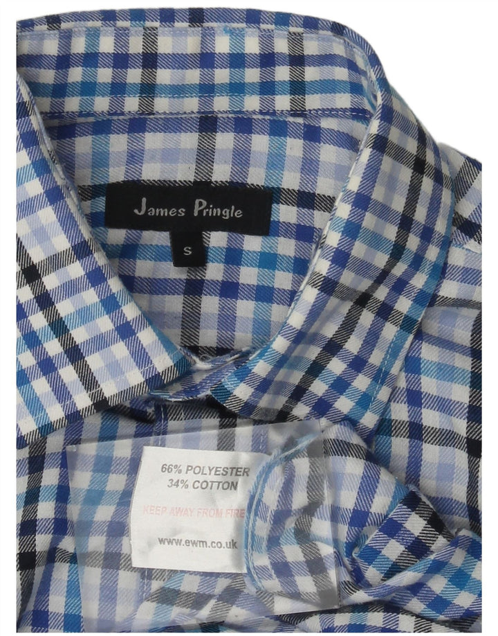 James Pringle Chemise en flanelle pour homme Petit carreaux bleus Polyester