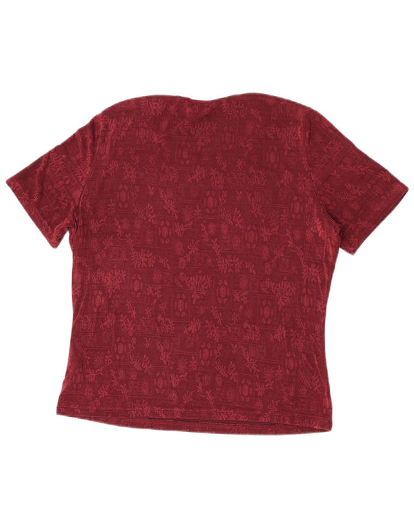Marks & Spencer T-Shirt Femme UK 14 Grand Bordeaux Floral Acétate