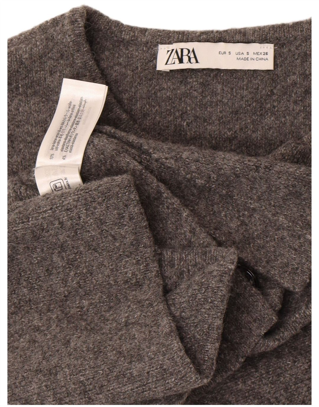 Zara Femme Gilet Débardeur UK 10 Petite Laine Grise