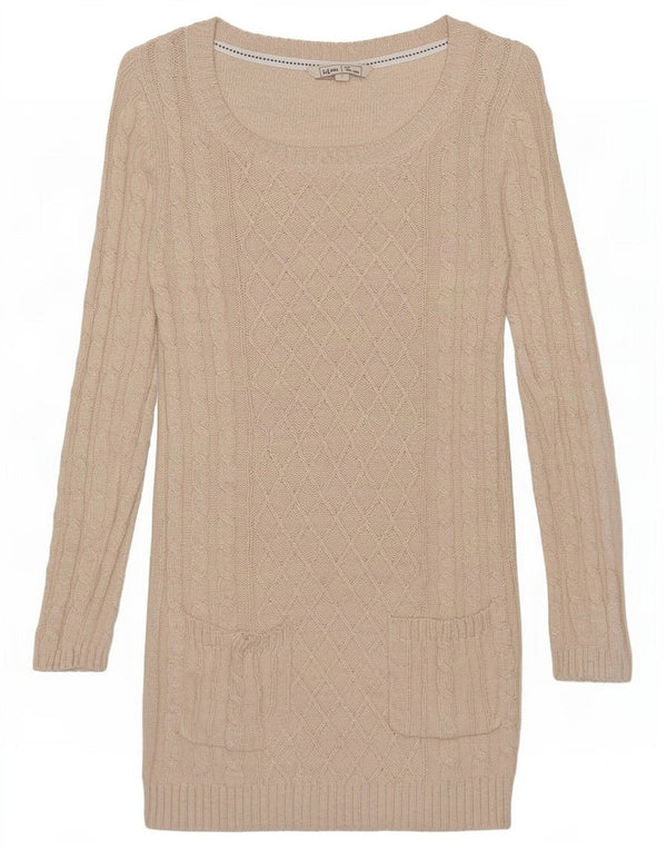 Fat Face Robe pull à manches longues pour femme UK 8 Petit coton beige
