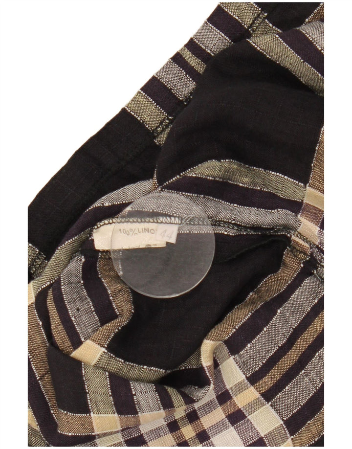 Vintage Femme 1 Bouton Manches Courtes Blazer Veste IT 44 Moyen Noir Plaid