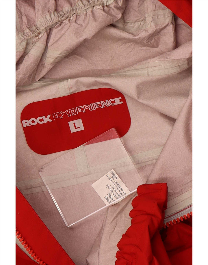 Rock Experience Veste de pluie à capuche pour homme UK 40 Large Rouge Colourblock