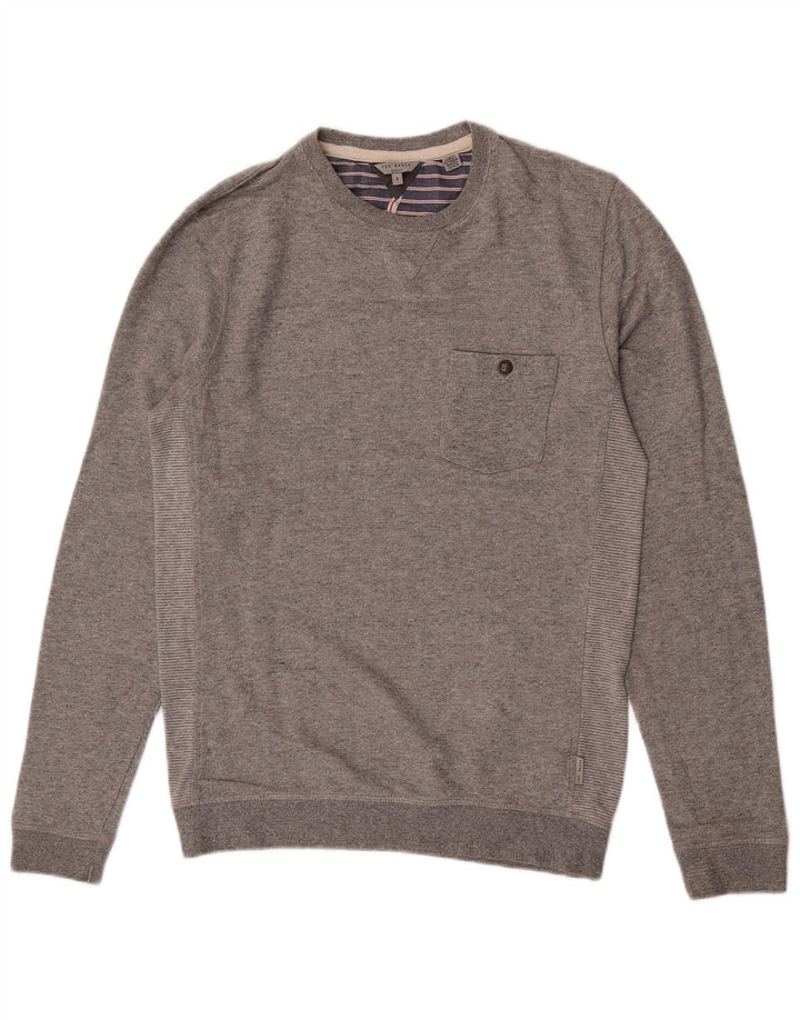 Ted Baker Sweat-shirt pour homme Taille 2 Petit Gris Moucheté Coton