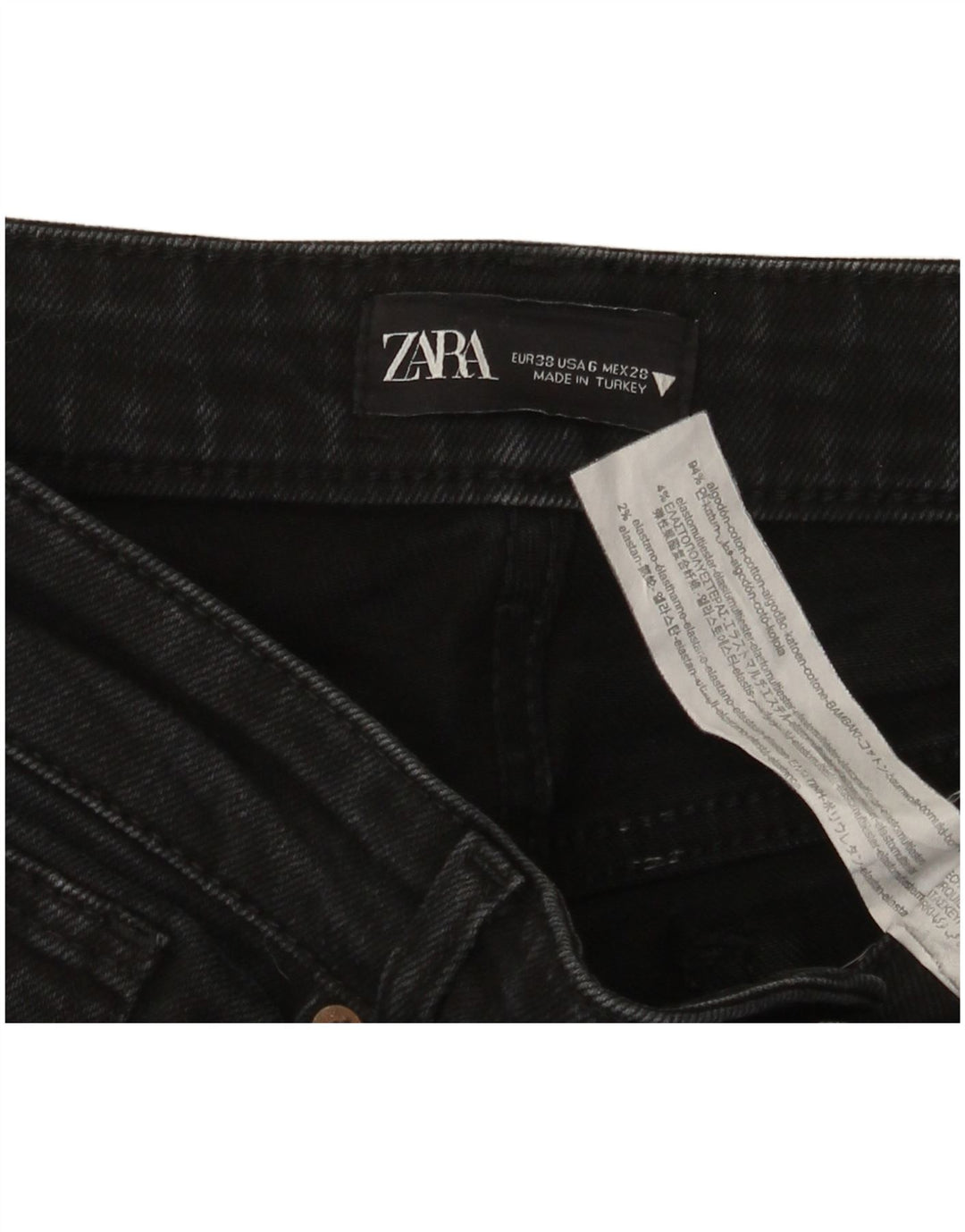 Zara Jean Bootcut Femme EU 38 Petit W28 L26 Coton Noir