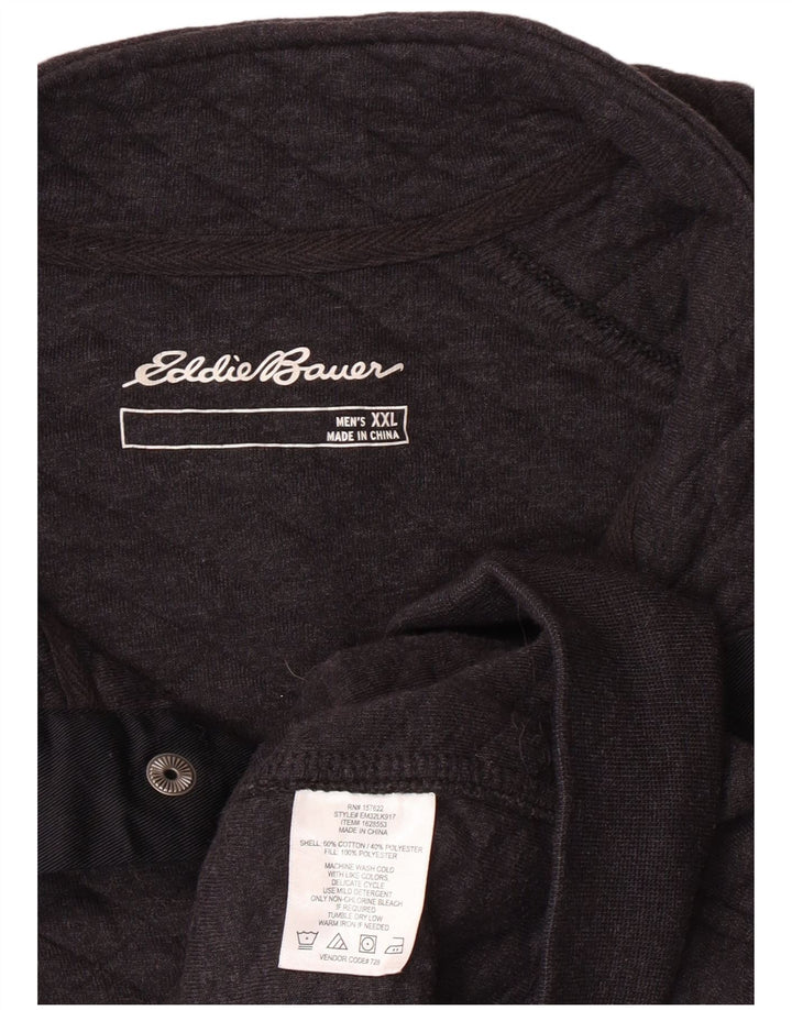 Eddie Bauer Sweat-shirt à col boutonné pour homme en coton géométrique gris 2XL