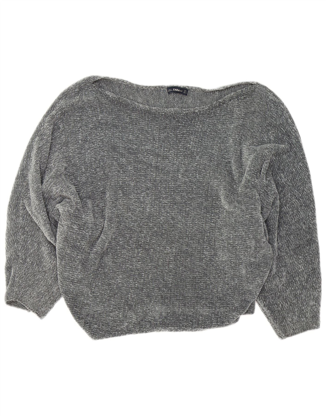 ZARA Pull surdimensionné à col bateau pour femme UK 14 Gris moyen Polyester