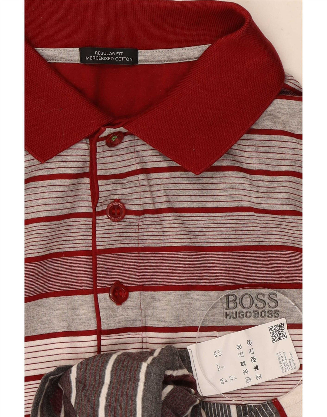 HUGO BOSS Polo Regular Fit Petit Coton Rayé Rouge