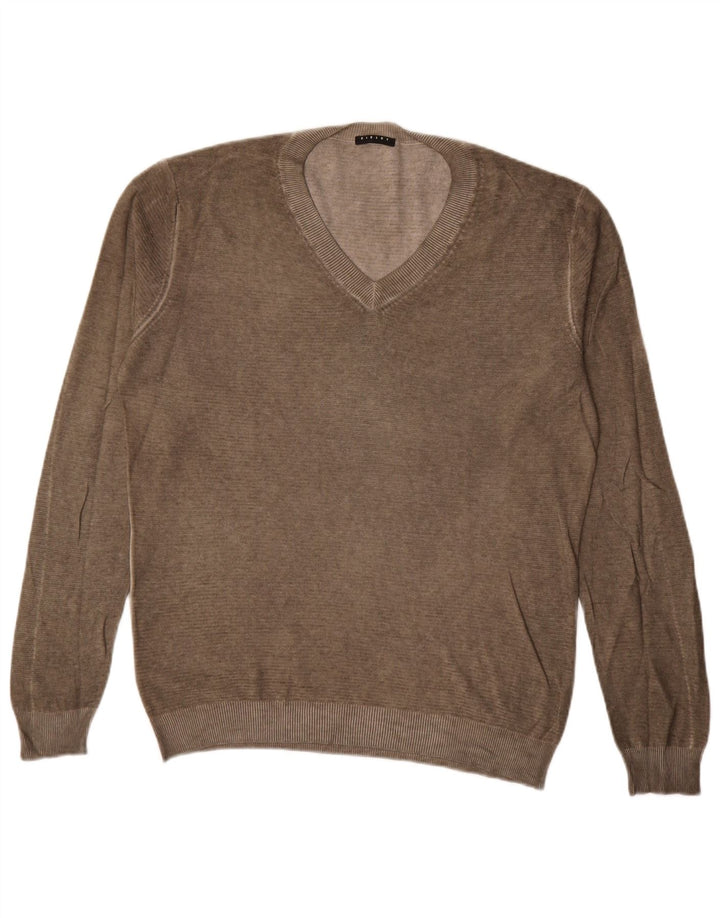 Sisley Pull Col V Homme Large Marron