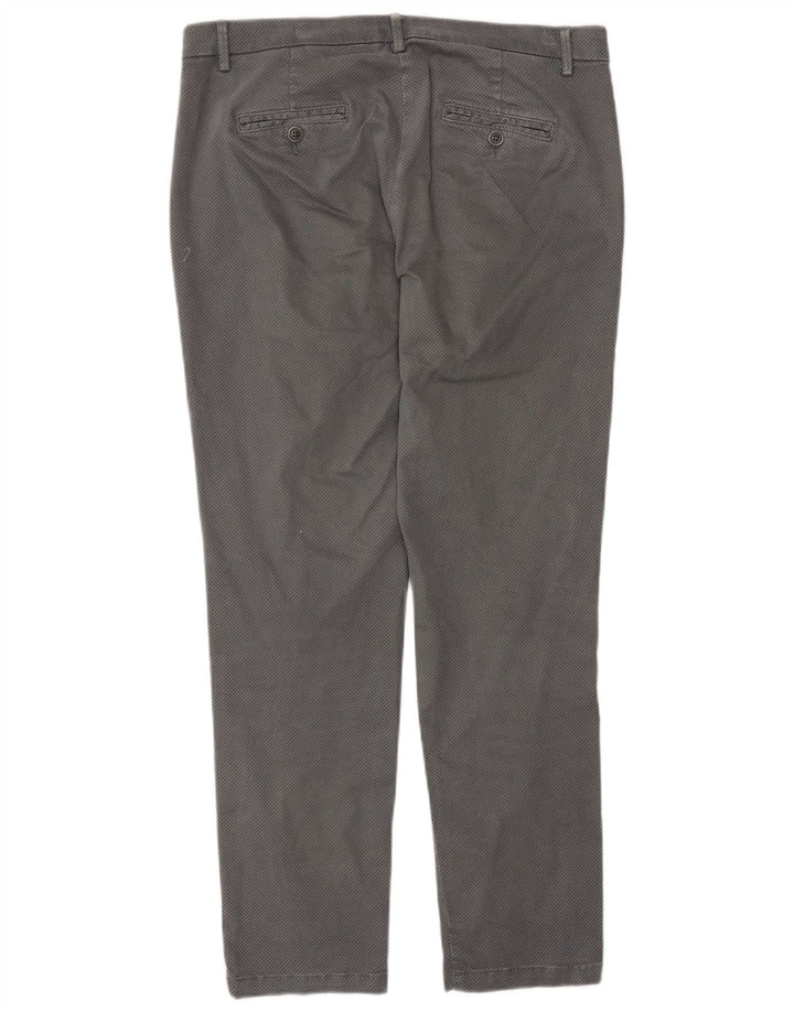 BENETTON Pantalon Chino Slim Femme UK 12 Moyen W32 L28 Gris Taché