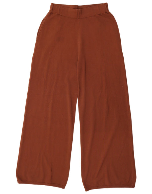 Zara Pantalon large taille haute pour femme Petit W26 L30 Viscose marron