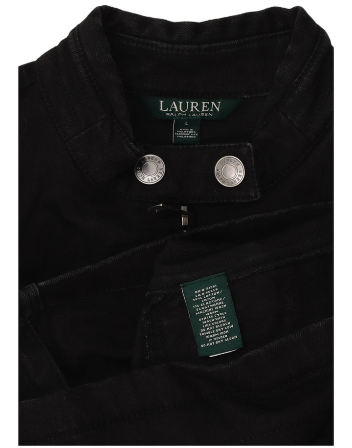 Ralph Lauren Veste Bomber Femme UK 16 Grand Coton Noir