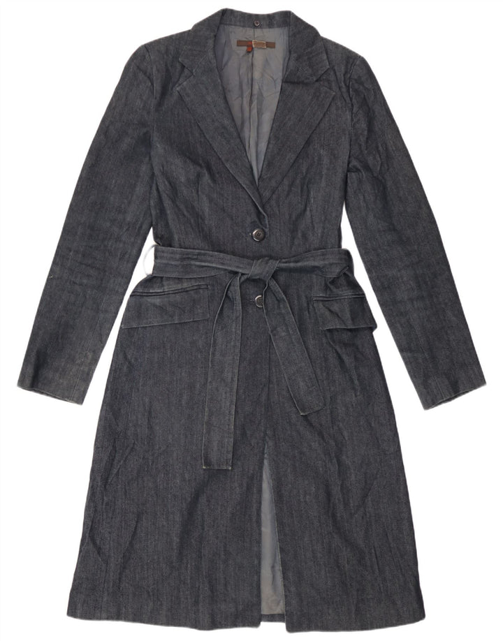 Zara Femme Pardessus UK 12 Moyen Bleu Marine Coton