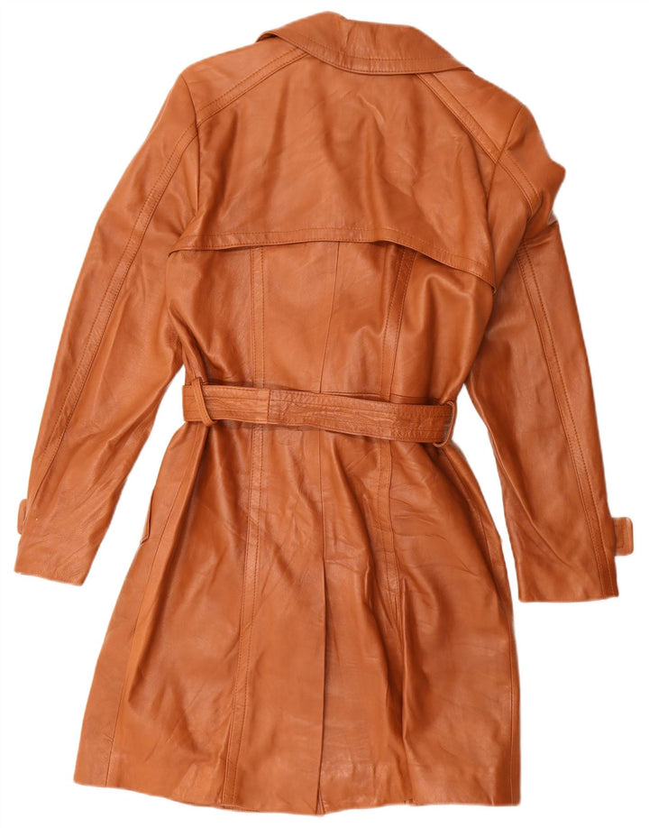 manteau en cuir femme vintage UK 10 Petit cuir brun