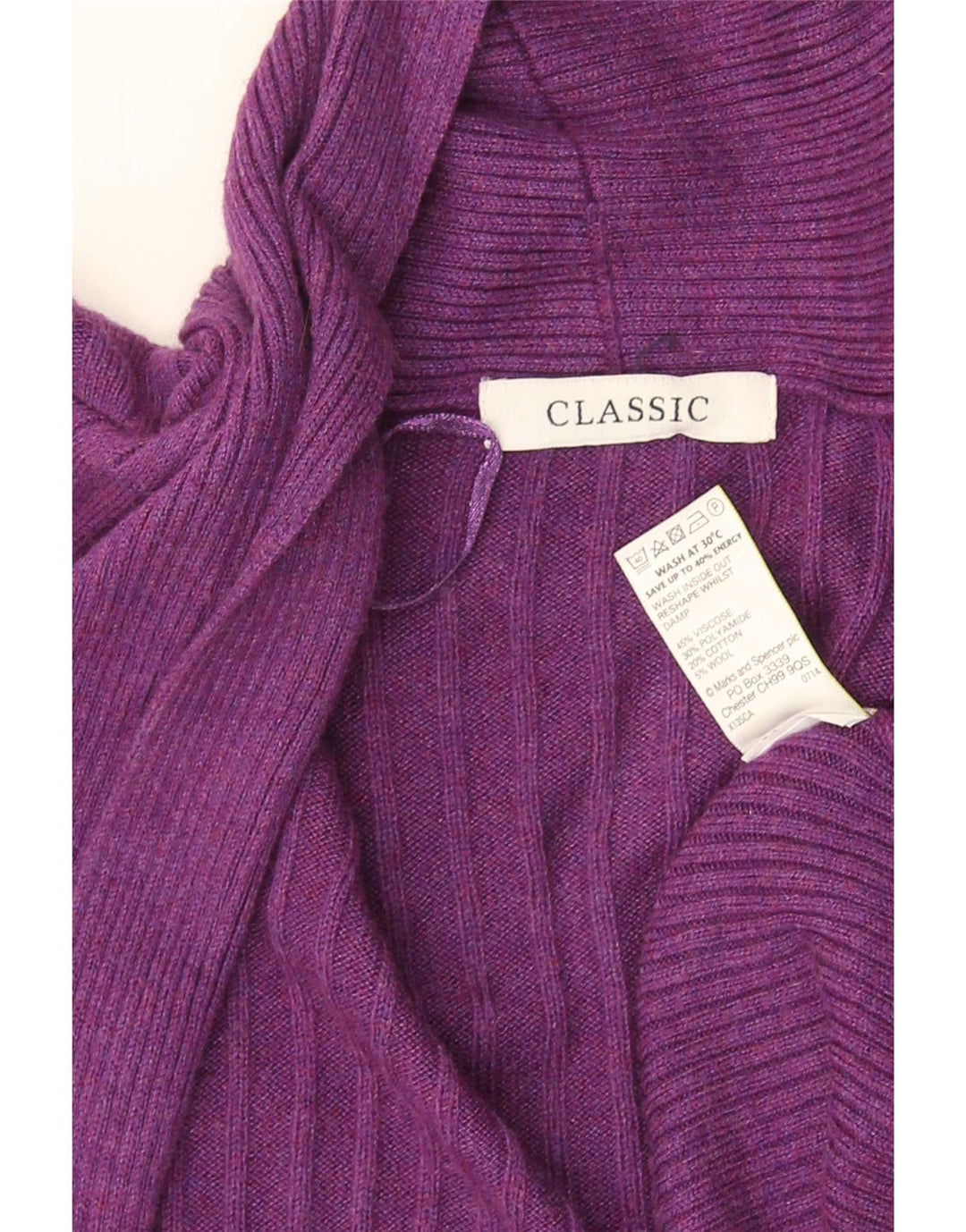 Marks & Spencer Pull cardigan ouvert pour femme UK 14 Viscose violet moyen