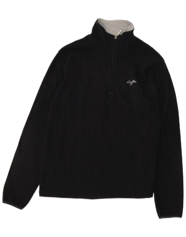 LOTTO Mens Zip Neck Fleece Jumper XL Black Polyester