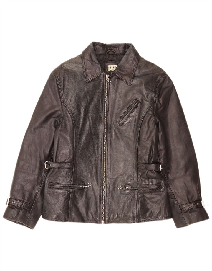 Sixty Veste en cuir pour femme UK 14 Large Noir