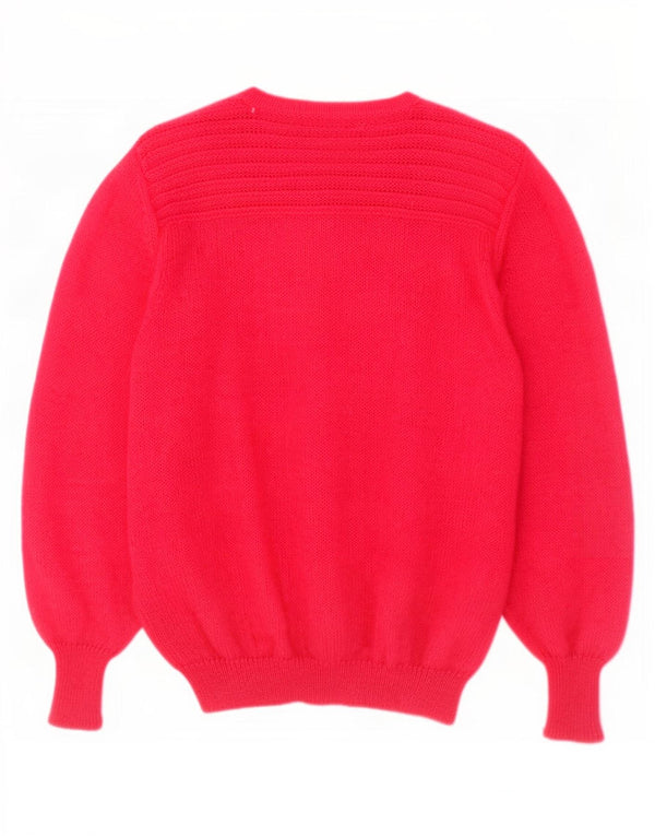 vintage Femme Pull Cardigan surdimensionné UK 14 Mohair Rose Moyen
