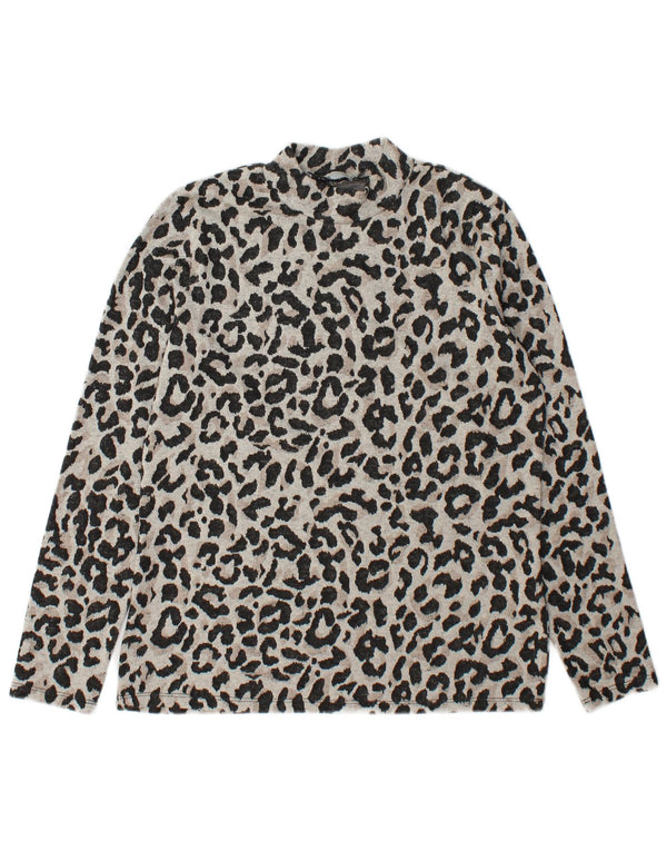 Oasis Haut Femme Manches Longues UK 44 Gris Moyen Imprimé Animal Polyester