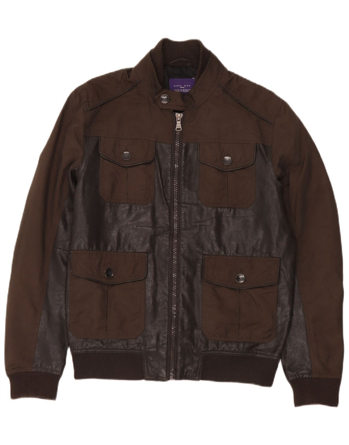 Zara Veste en simili cuir pour homme UK 38 Polyuréthane marron moyen