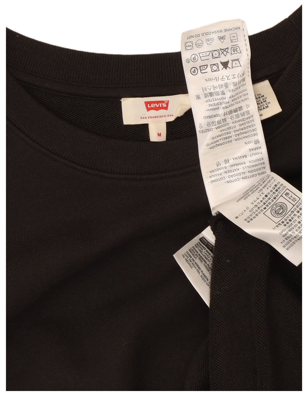 Levi's Sweatshirt Jumper UK 14 Femme Noir Moyen Coton