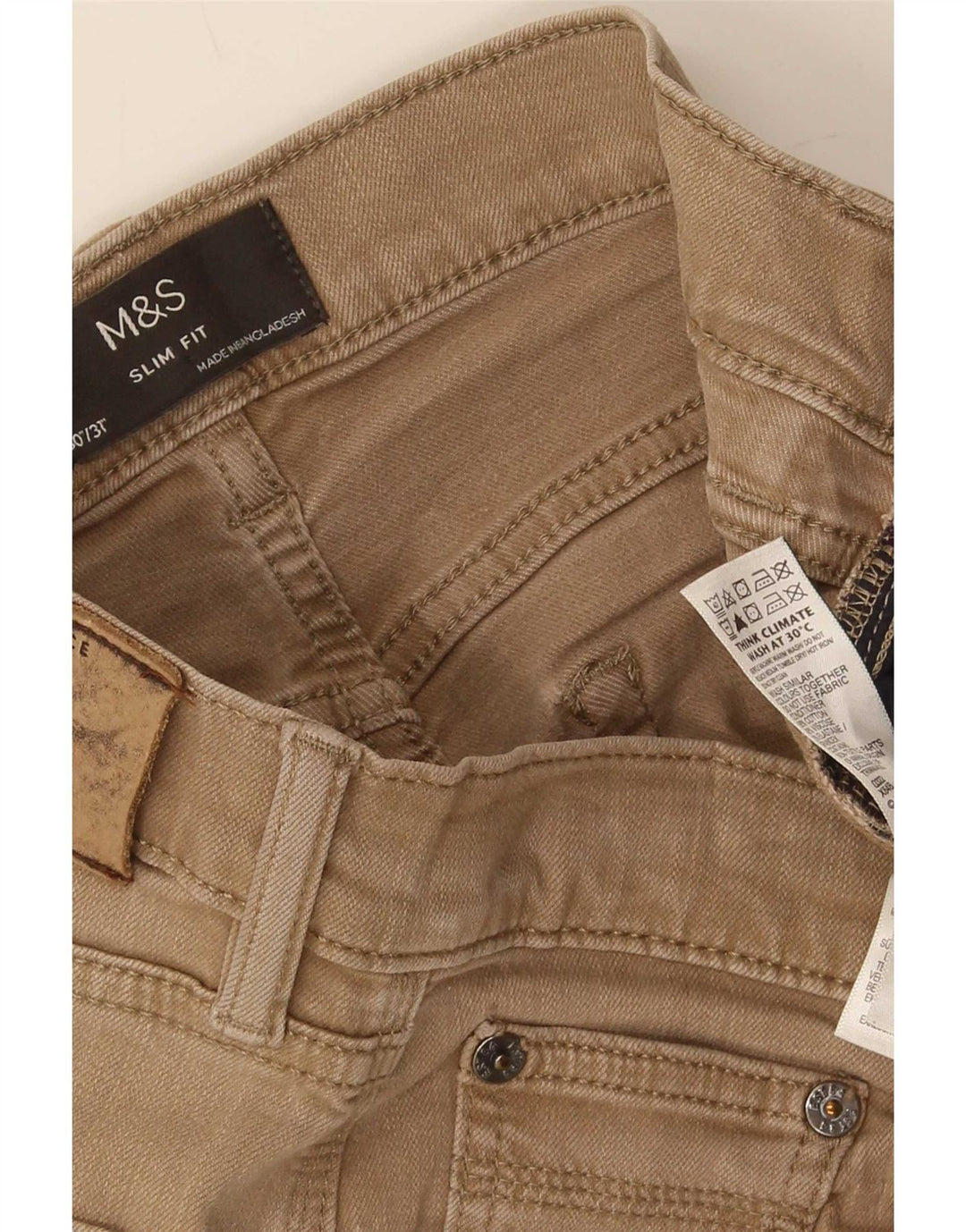 Marks & Spencer Jean Slim Homme W30 L31 Marron Coton