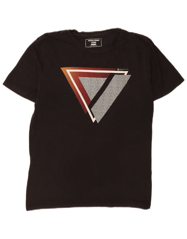 Jack & Jones T-Shirt Slim Fit Graphique Homme Noir Moyen Coton