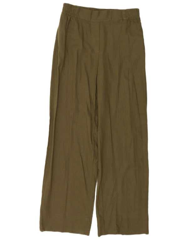 Zara Pantalon décontracté à jambe large pour femme Petit W26 L31 Vert