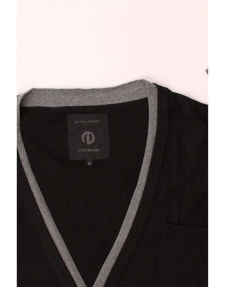 JACK & JONES Mens Cardigan Sweater Medium Black Cotton Vintage Jack & Jones and Second-Hand Jack & Jones from Messina Hembry 