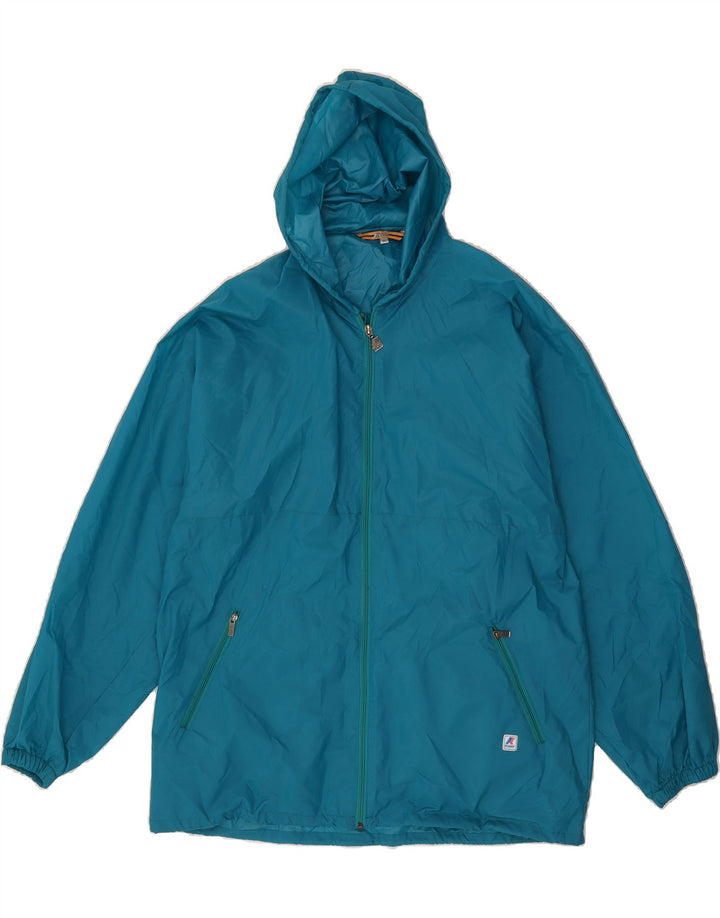 K-WAY Mens Hooded Rain Jacket UK 42 XL Blue Vintage K-Way and Second-Hand K-Way from Messina Hembry 